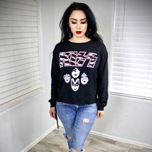 KISS Women's Side Lace Up Black Sweater Size M